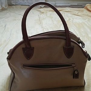 Brown and tan handbag